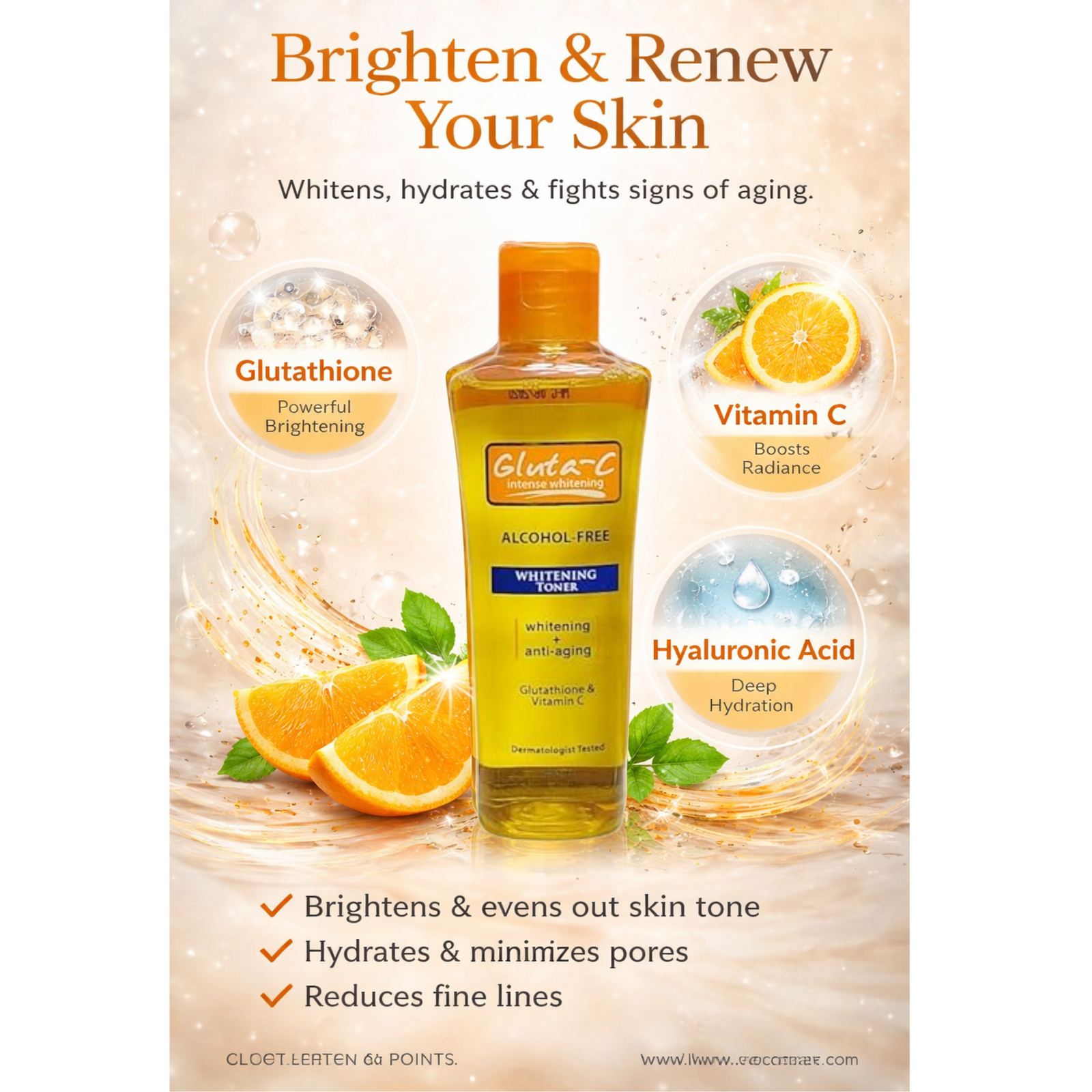 Gluta-c Intense Whitening Toner – Hydrating & Brightening Formula | Skin Lightening & Moisturizing, 100ml