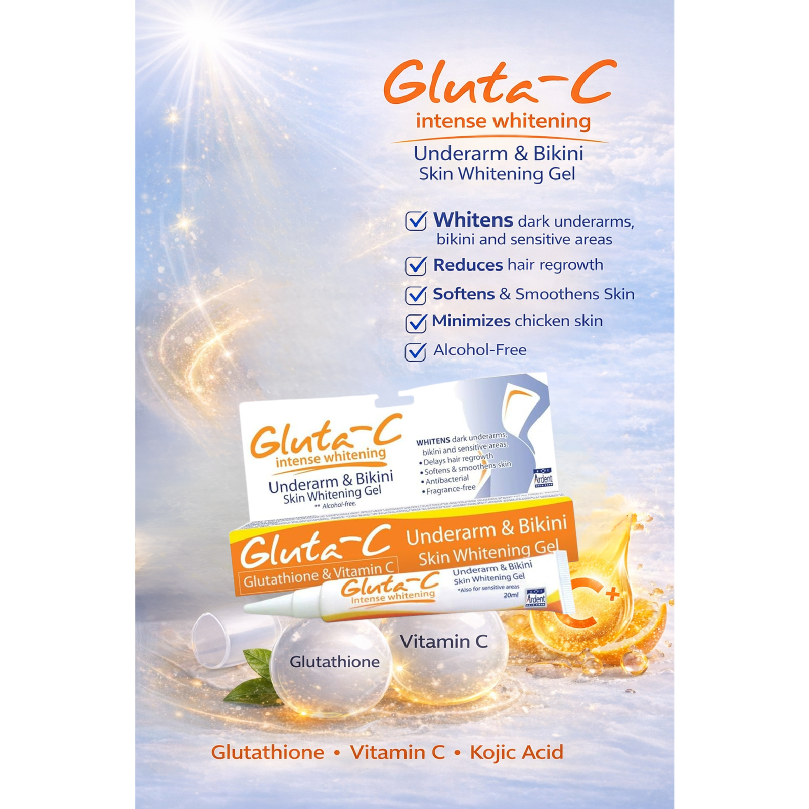 Gluta-C Natural Herbal Brightening Gel for Underarms & Bikini Area – 20ml - Image 3