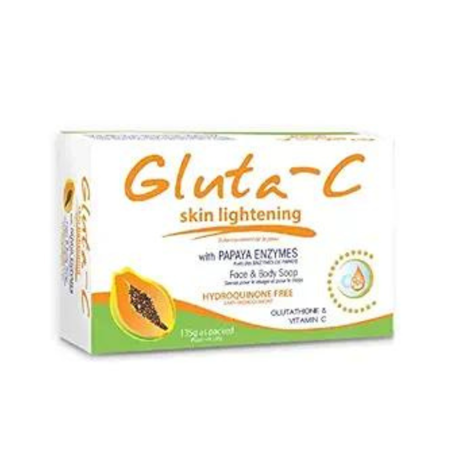 Gluta-C Skin Lightening Soap - Intense Whitening with Papaya | 135g Face & Body Soap for Men & Women | Brightening, Nourishing & Radiant Skin