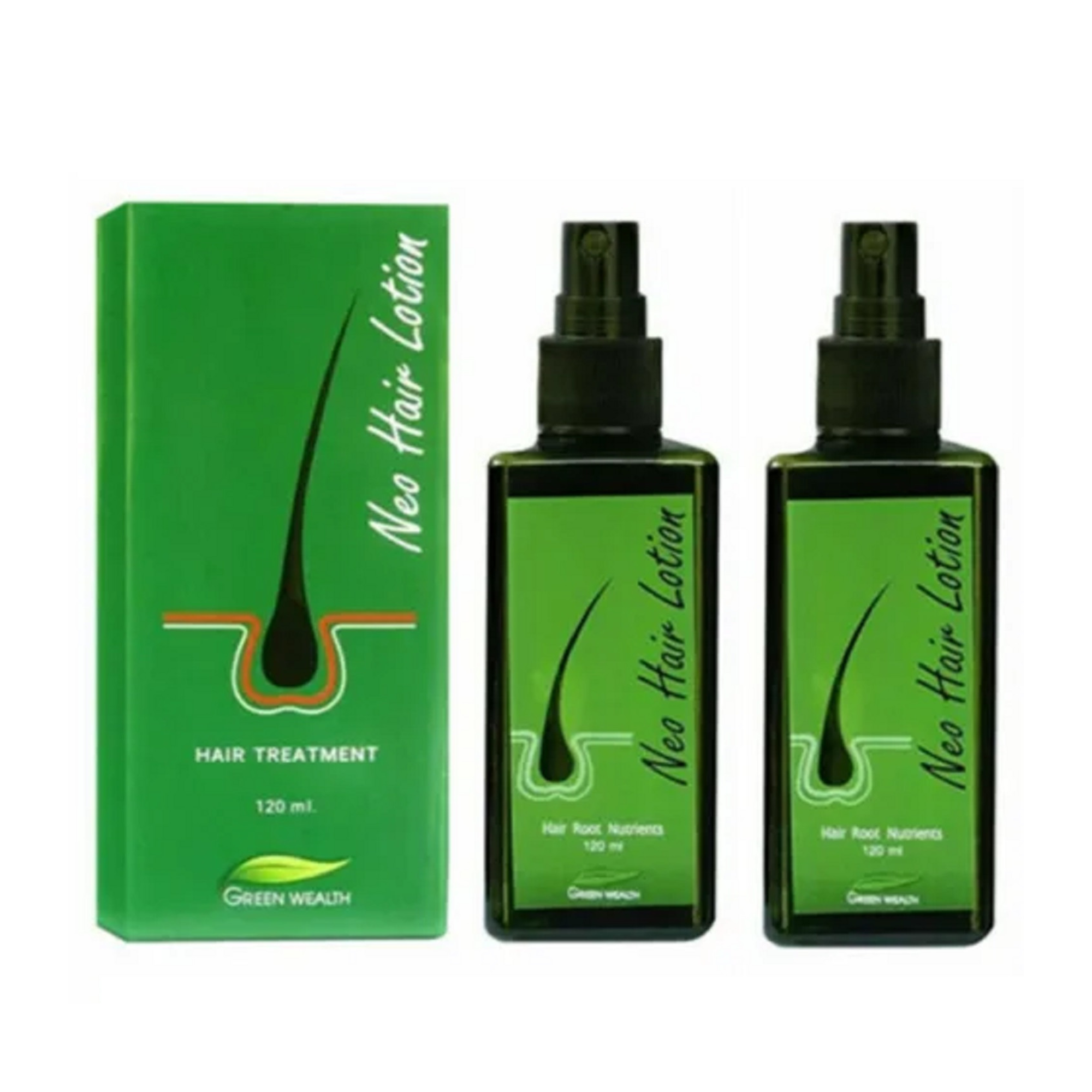 Green Wealth Neo Hair Lotion - Original Formula from Thailand | Natural Hair Growth Solution | Pack of 2