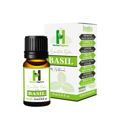 Basil Essential Oil - 100% Natural Aromatherapy Oil | Herbal Hygiene- 10 ml