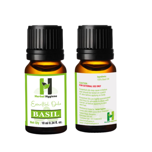 Basil Essential Oil - 100% Natural Aromatherapy Oil | Herbal Hygiene- 10 ml