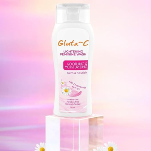 Gluta-C Lightening Feminine Wash 120ml - Soothing & Moisturizing with Chamomile Extract | Sulfate & Paraben Free | Clinically Tested