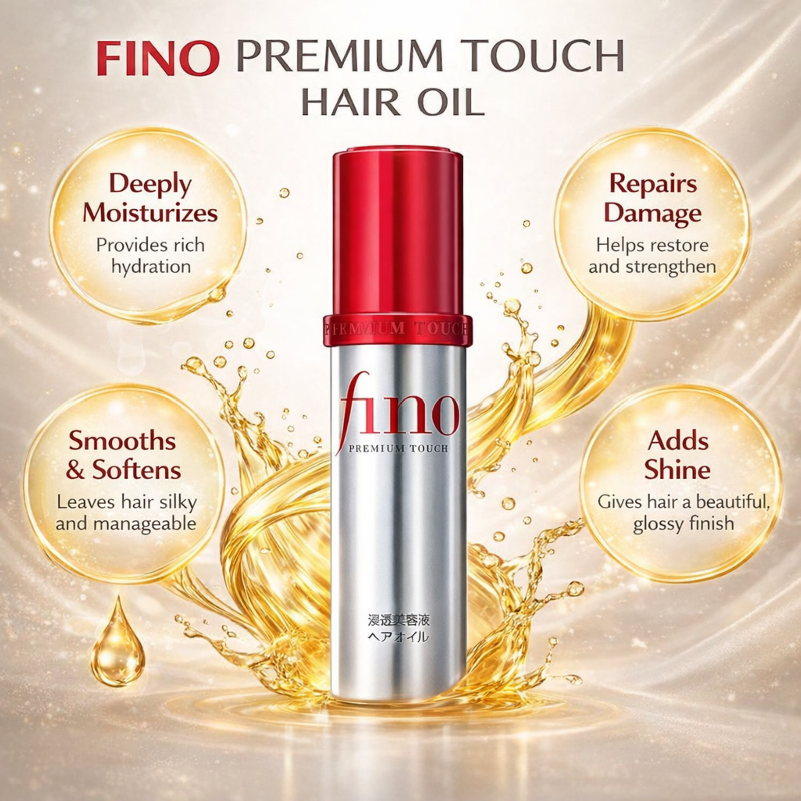 Shiseido FINO Premium Touch Rich Serum Hair Oil 70ml, Nourishing Hair Oil