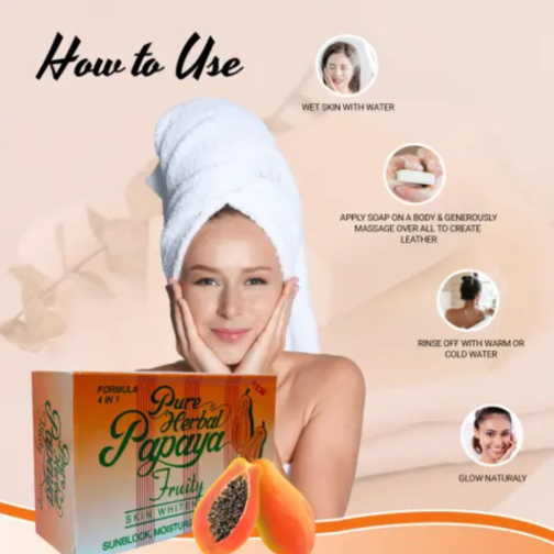 Pure Herbal Papaya Fruity Skin Soap for All Skin Types – 4-in-1 Gentle Cleansing Formula - Image 3