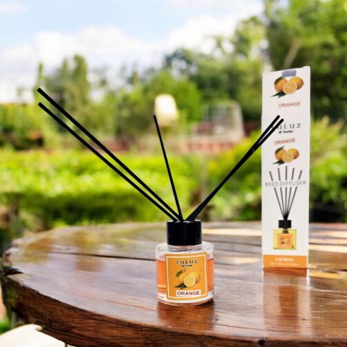 LULUZ Orange Reed Diffuser – 50ml, Compact Air Freshener for Fresher Home, Office, or Car Spaces