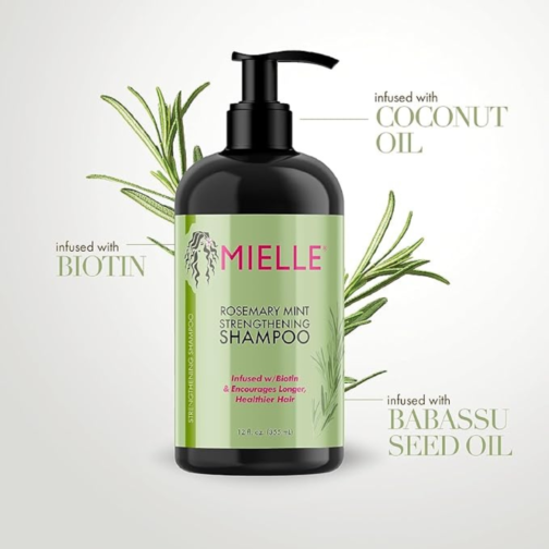 Mielle Organics Complete Rosemary Mint Hair Care Bundle - Strengthening Shampoo (355ml), Conditioner (355ml), Scalp Oil (59ml) & Hair Masque (340g) - Image 3