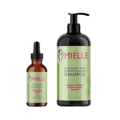 Mielle Organics Rosemary Mint Hair Care Bundle – Strengthening Shampoo (355ml) & Scalp Oil (59ml) with Biotin – Sulfate-Free