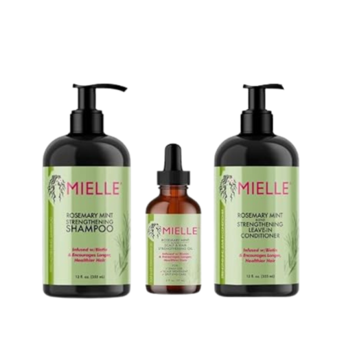 Mielle Organics Rosemary Mint Hair Care Trio - Strengthening Shampoo, Conditioner & Scalp Oil