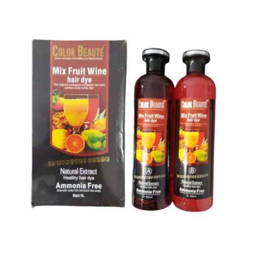 Color Beaute Mix Fruit Wine Hair Dye | Herbal Hair Color with Natural Extracts | Ammonia Free – Natural Black, 1000ml