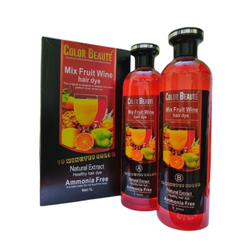 Color Beaute Mix Fruit Wine Hair Dye | Herbal Hair Color with Natural Extracts | Ammonia Free – Natural Black, 1000ml