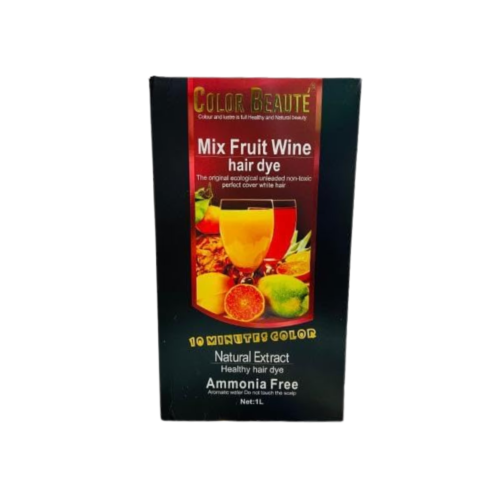 Color Beaute Mix Fruit Wine Hair Dye | Herbal Hair Color with Natural Extracts | Ammonia Free – Natural Black, 1000ml