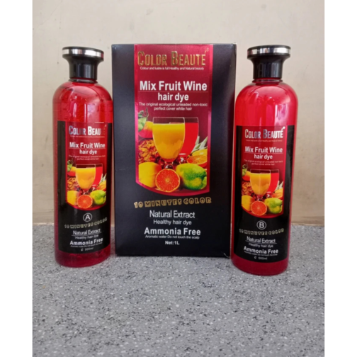 Color Beaute Mix Fruit Wine Hair Dye | Herbal Hair Color with Natural Extracts | Ammonia Free – Natural Black, 1000ml
