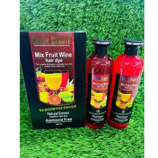Color Beaute Mix Fruit Wine Hair Dye | Herbal Hair Color with Natural Extracts | Ammonia Free – Natural Black, 1000ml