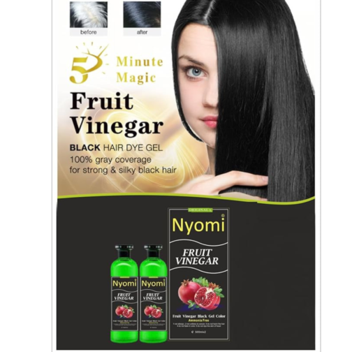 Nyomi Fruit Vinegar Black Hair Gel Dye | Ammonia Free Herbal Hair Color | Natural Extract – 1000ml - Image 4