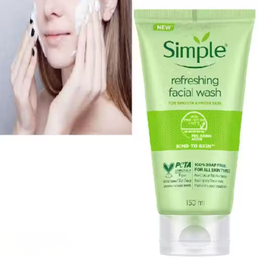 Simple Kind To Skin Refreshing Facial Wash Gel 150ml | Gentle Face Cleanser for Daily Use