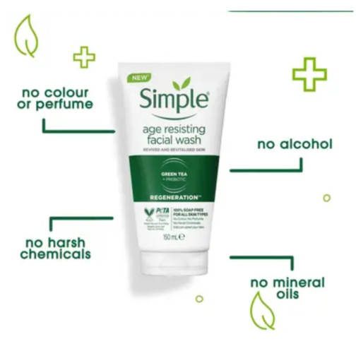 Simple Age Resisting Facial Wash 150ml | Gentle Cleanser for Revived and Revitalised Skin - Image 2