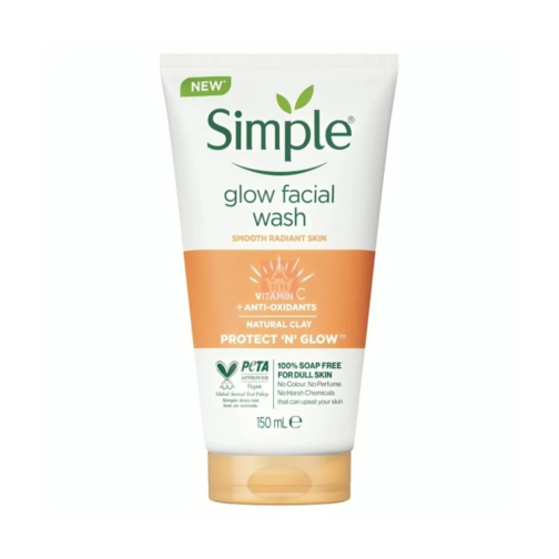 Simple Protect 'n' Glow Express Glow Clay Polish 150ml | Gentle Face Exfoliating Gel