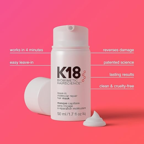 K18 Leave-In Repair Hair Mask – 1 Count | 4-Minute Treatment for Dry & Damaged Hair - Image 2