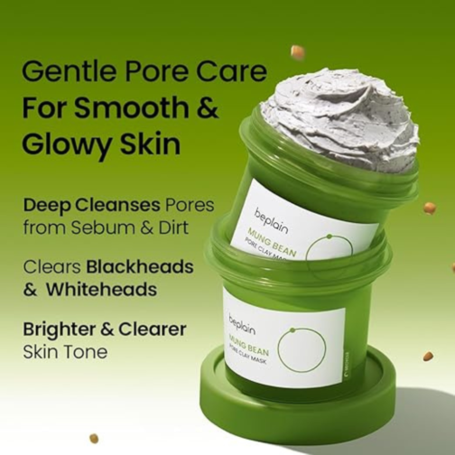 Beplain Mung Bean Pore Clay Mask 120ml, Korean Face Mask for Deep Cleansing - Image 4