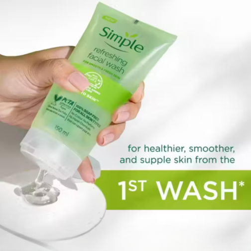Simple Kind To Skin Refreshing Facial Wash Gel 150ml | Gentle Face Cleanser for Daily Use - Image 3