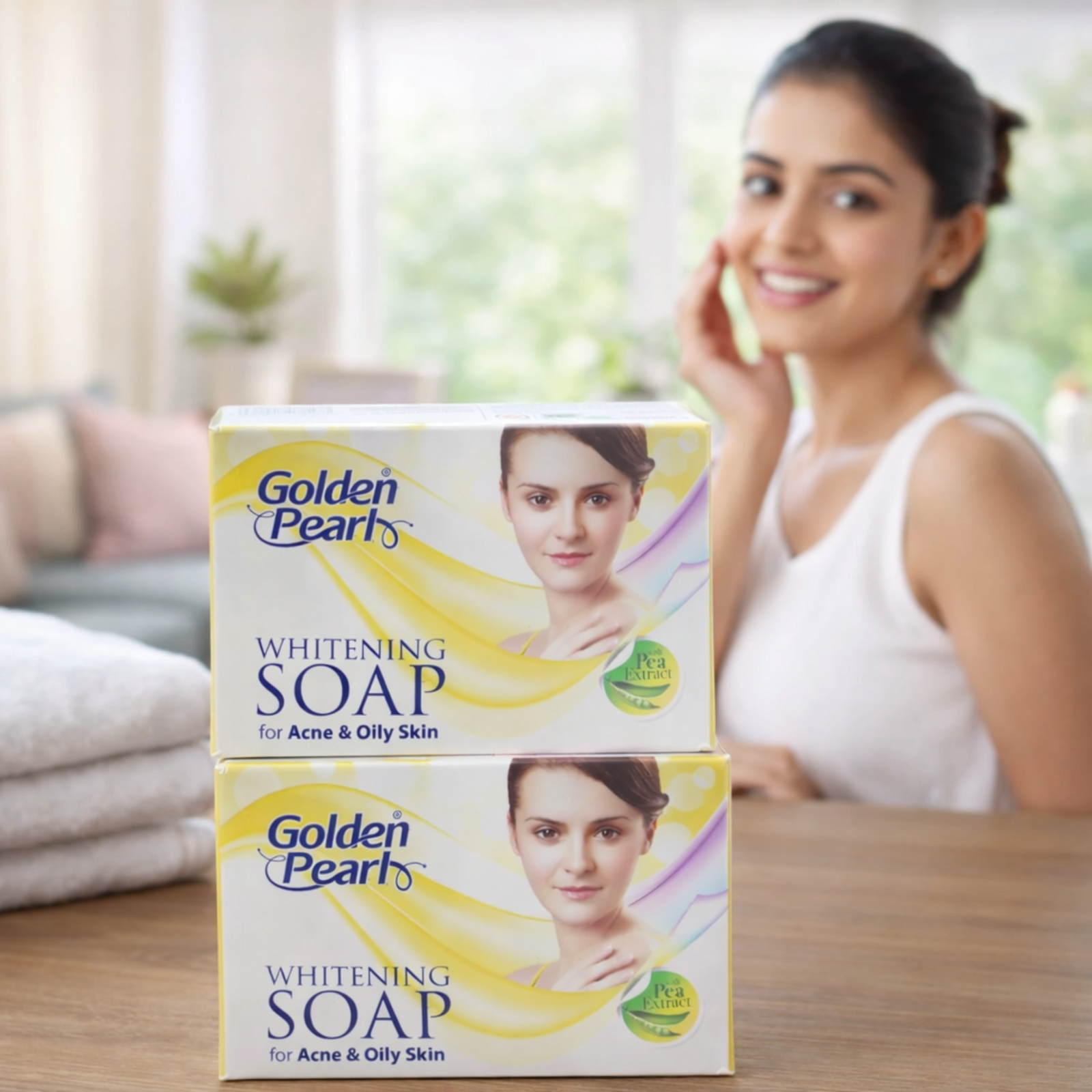 Golden Pearl Whitening Soap for Oily & Acne Skin – 100g (Pack of 2)