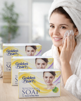 Golden Pearl Whitening Soap for Oily & Acne-Prone Skin with Pea Extract – 100g (Pack of 3)