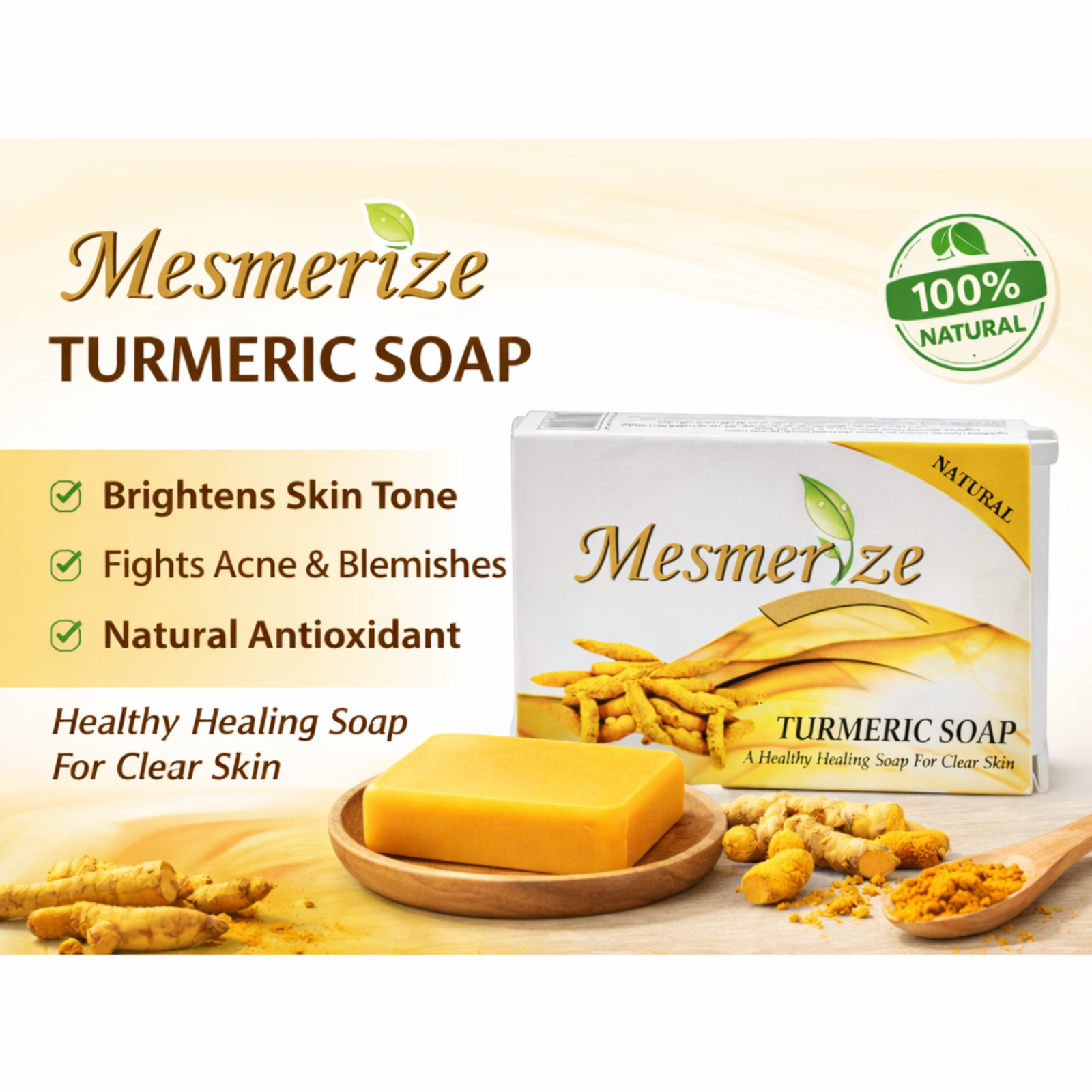 Mesmerize Turmeric Soap 70g (Pack of 3) | Natural Turmeric Bath Soap for Daily Cleansing & Fresh Skin
