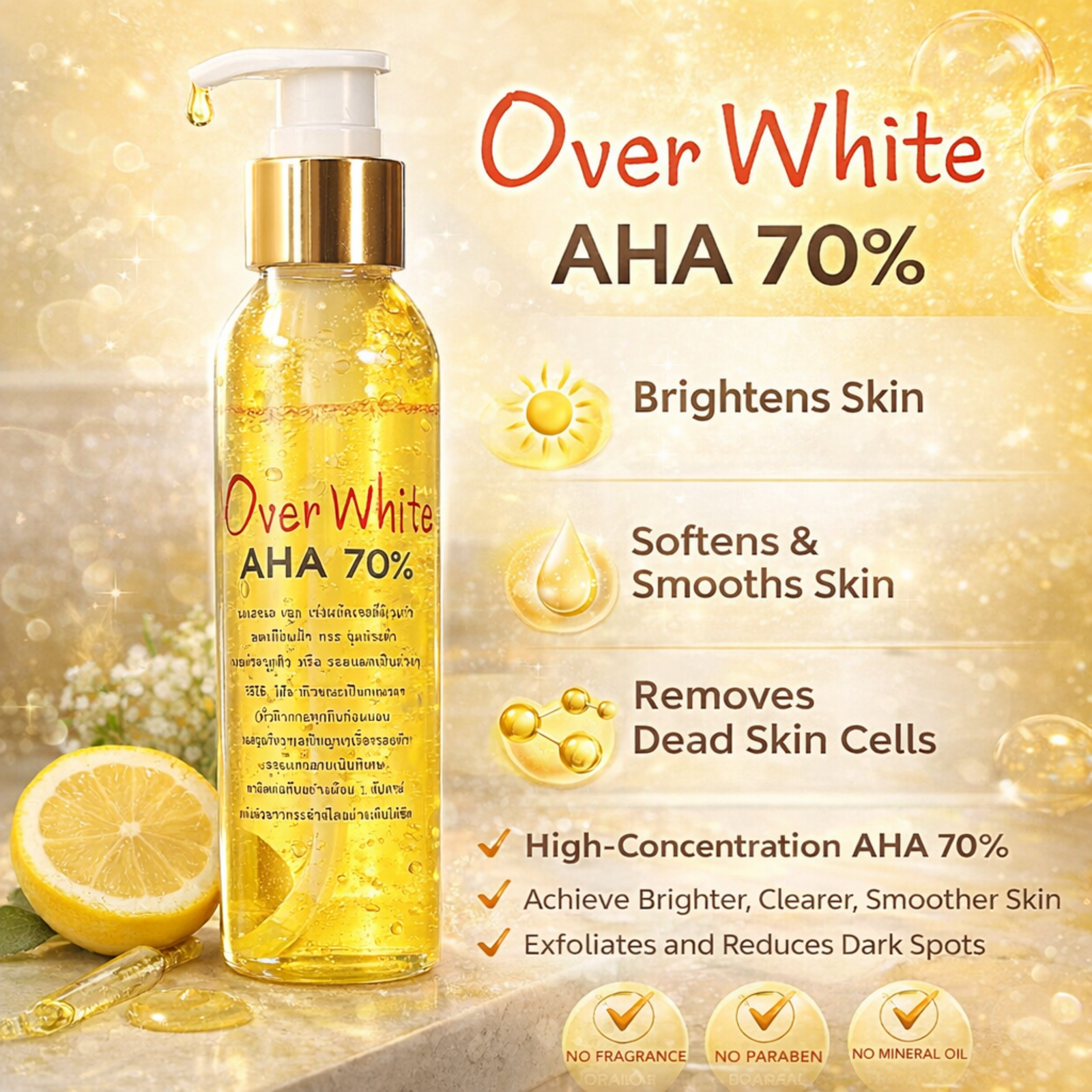 Over White AHA 70% Body Serum – Exfoliating Body Care