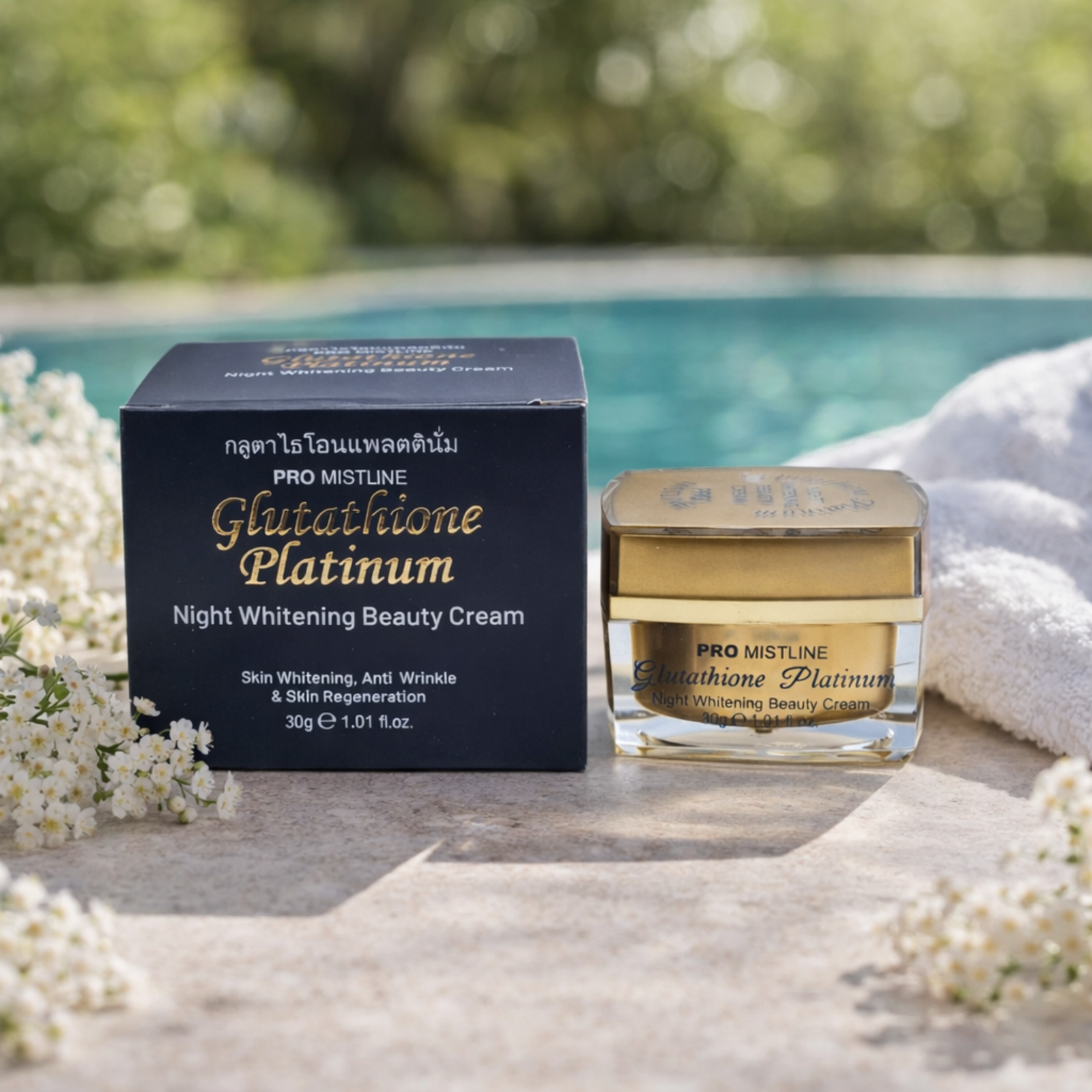 Mistline Glutathione Platinum Night Beauty Cream 30g | Thai Skincare Formula