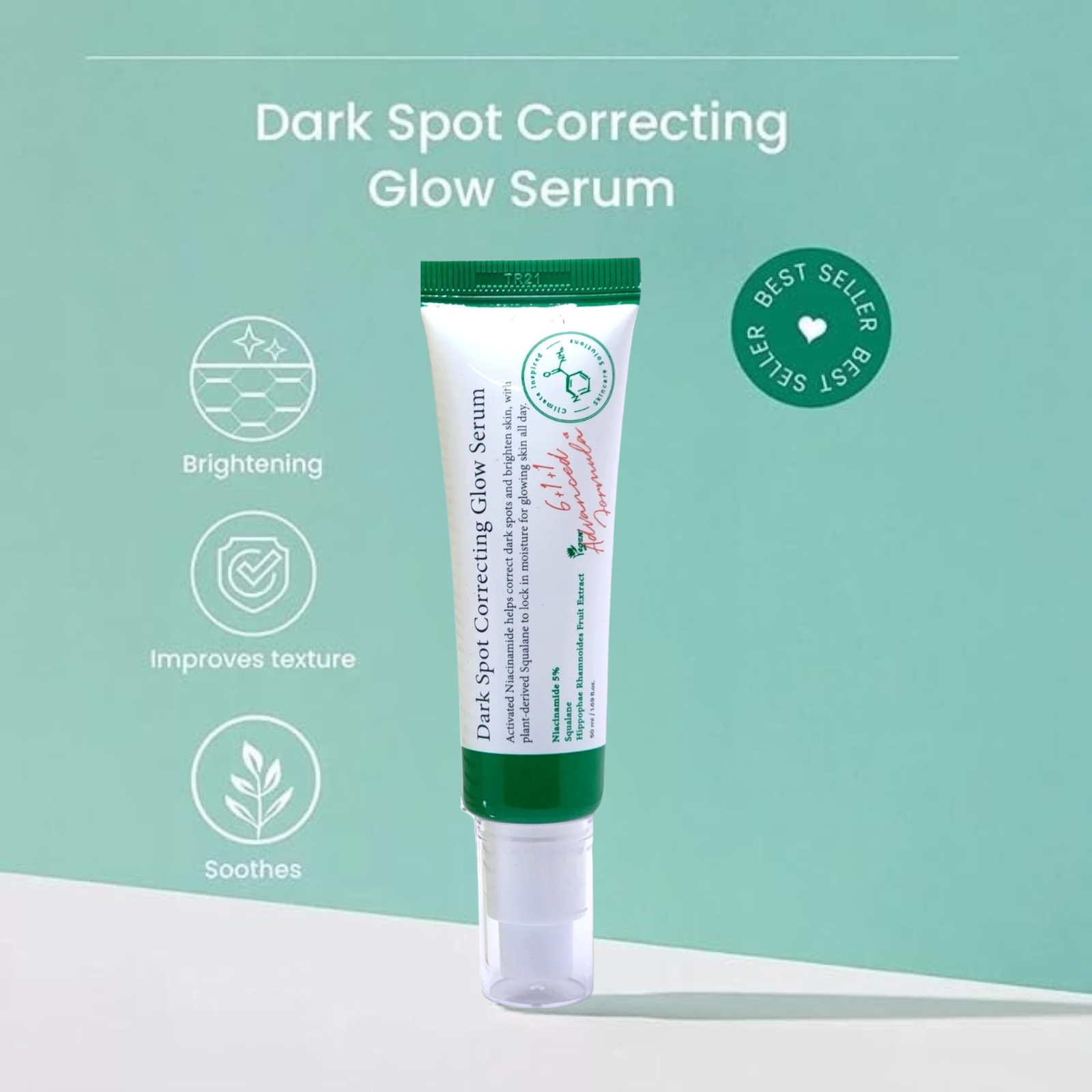 Dark Spot Correcting Glow Serum 50ml | Niacinamide Brightening Serum | Korean Skincare for Uneven Skin Tone