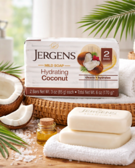 Jergens Hydrating Coconut Mild Soap Bar | Coconut Oil Soap for Daily Bathing | 2 x 85g Bars