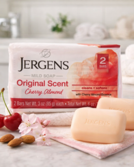 Jergens Original Scent Cherry Almond Soap Bar | Mild Cleansing Bath Soap | 2 x 85 g