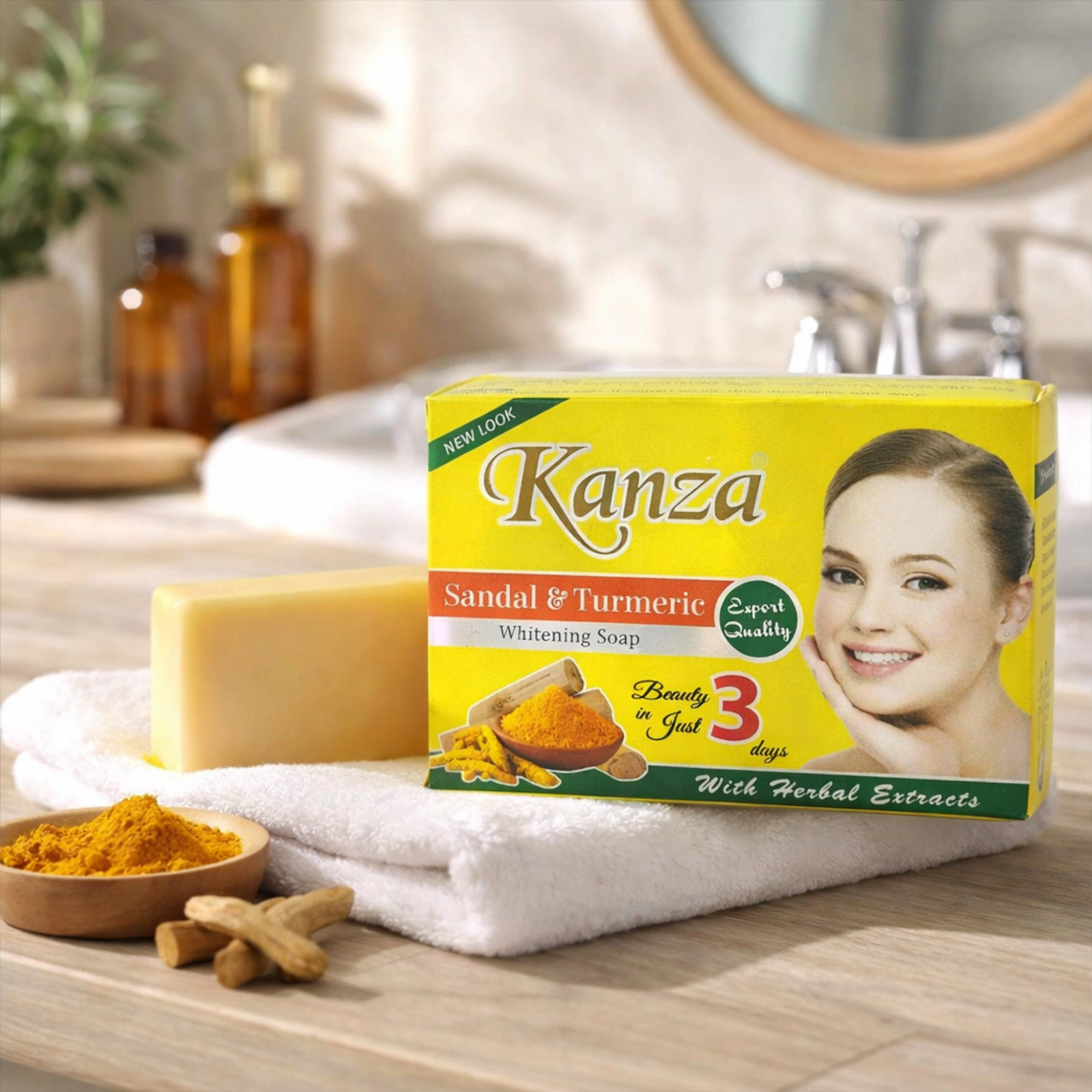 Kanza Sandal & Turmeric Soap 100g | Herbal Bathing Soap with Sandalwood & Turmeric Extracts