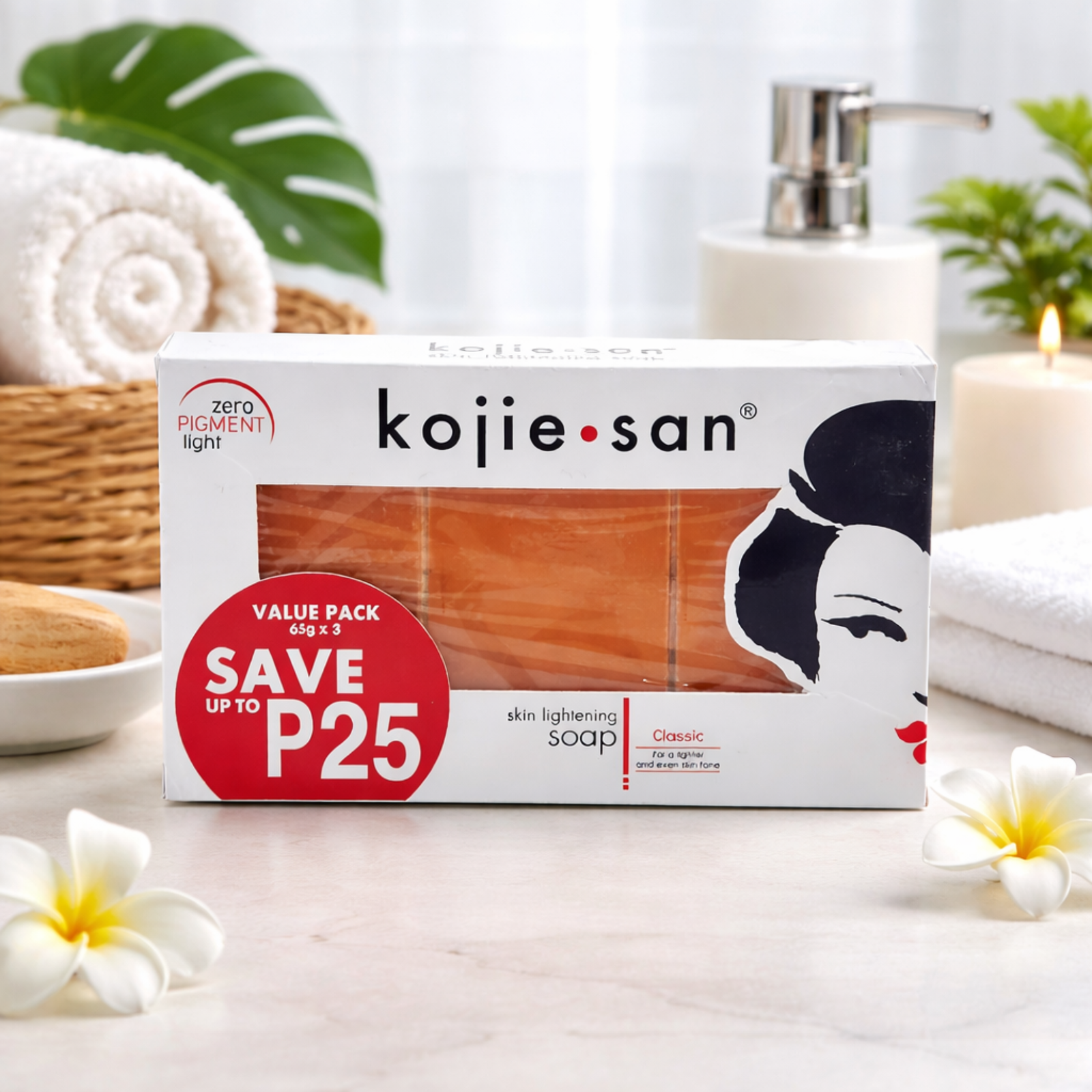 Kojie San Skin Lightening Soap 65g (Pack of 3) | Kojic Acid Soap for Daily Cleansing | Value Pack