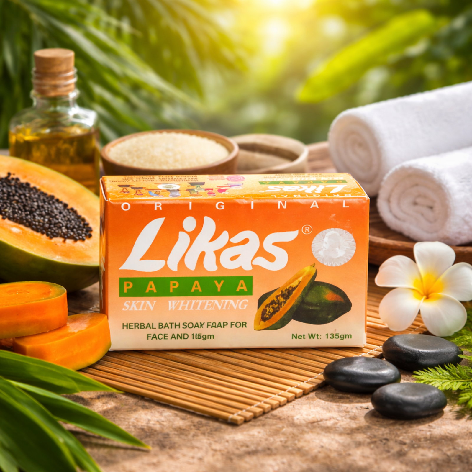 Likas Papaya Herbal Bath Soap 135g | Papaya Extract Soap for Face & Body