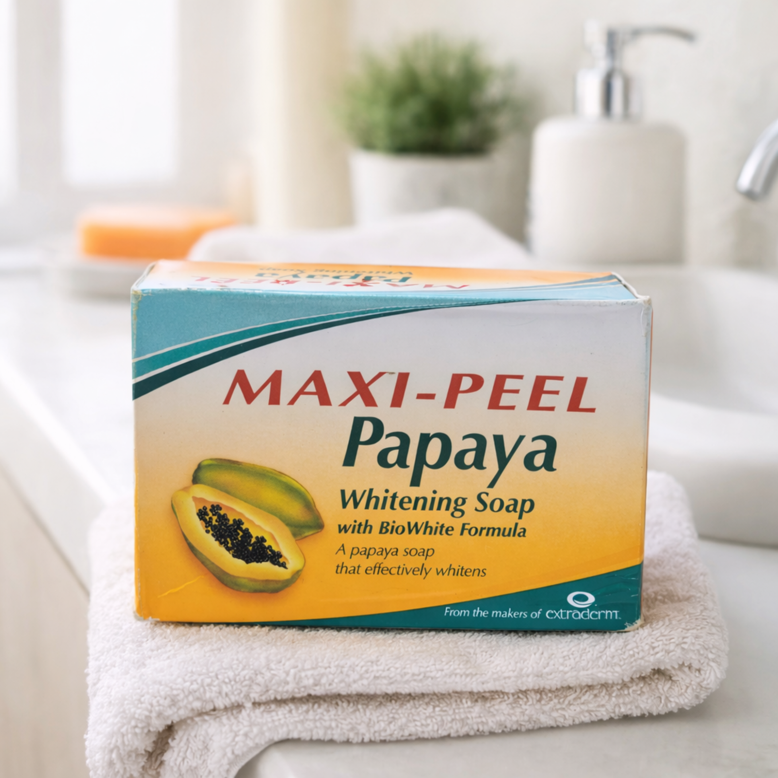 Maxi-Peel Papaya Whitening Soap with BioWhite Formula | Papaya Extract Soap 135g