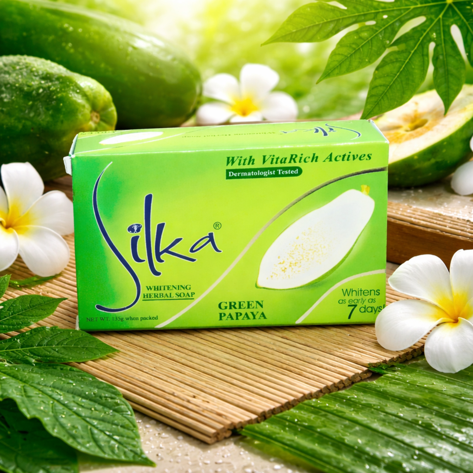 Silka Green Papaya Herbal Soap 135g | With Papaya Enzymes & VitaRich Actives