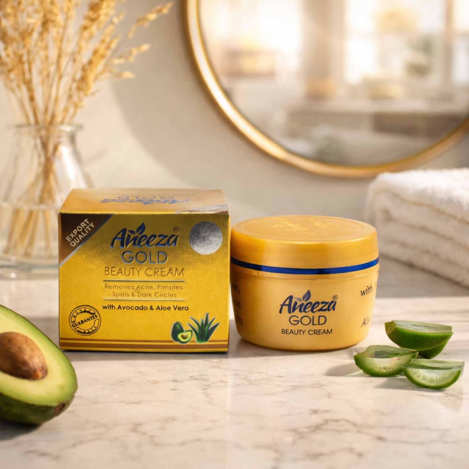 Aneeza Gold Beauty Cream with Avocado & Aloe Vera | Daily Skin Care Cream 30g