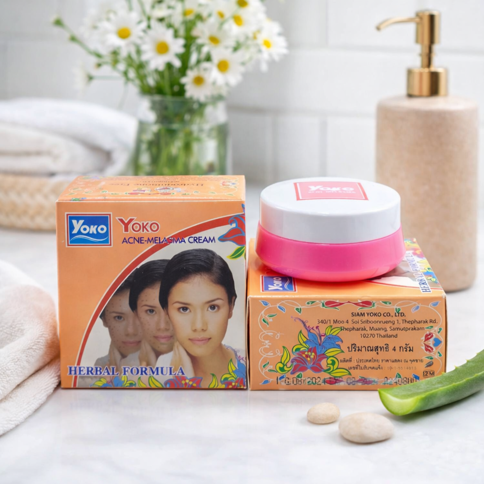 Yoko Acne-Melasma Herbal Cream 4g | Thai Herbal Skin Care for Spots & Blemishes