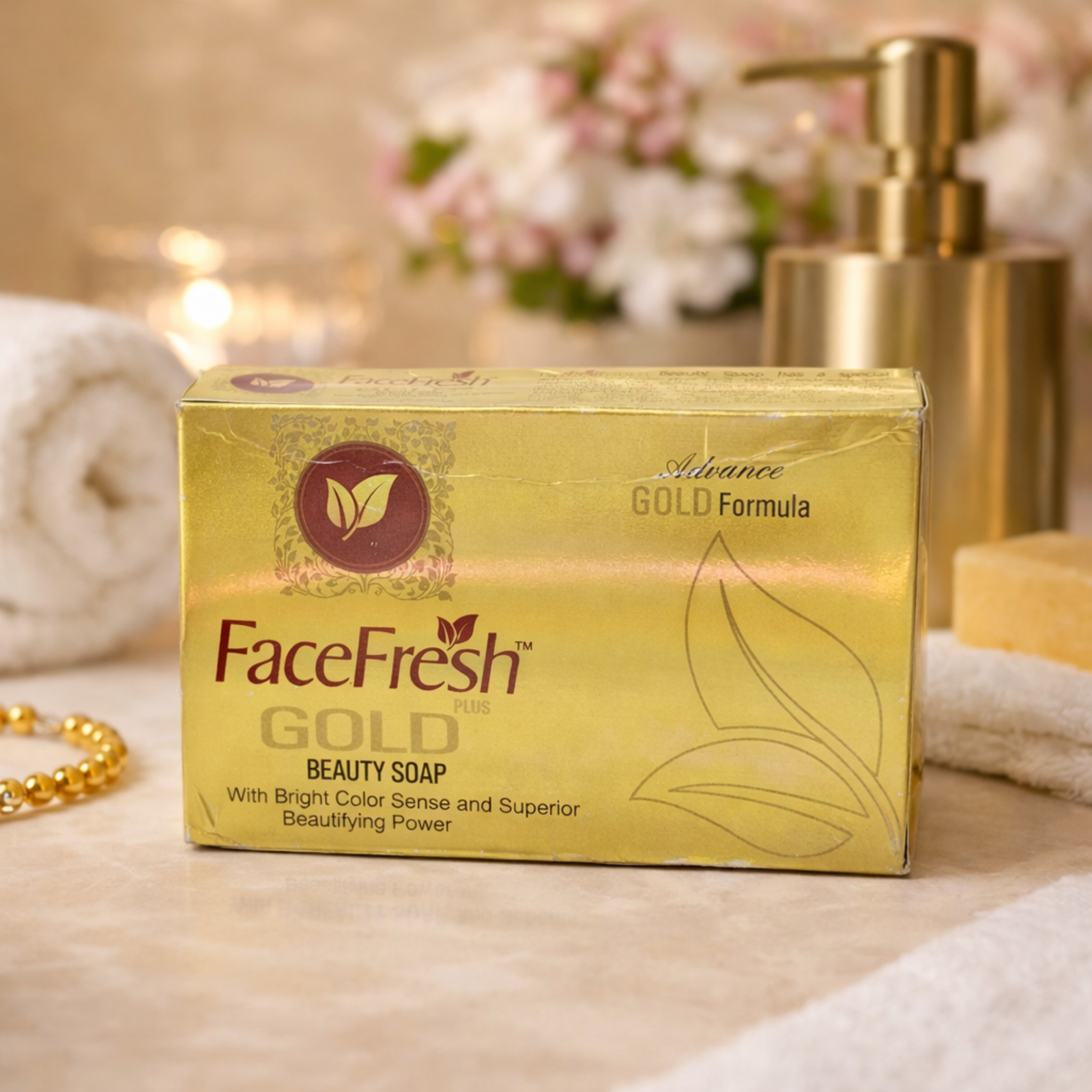 FaceFresh Gold Beauty Soap 100g | Advance Gold Formula Cleansing Bar for Daily Use
