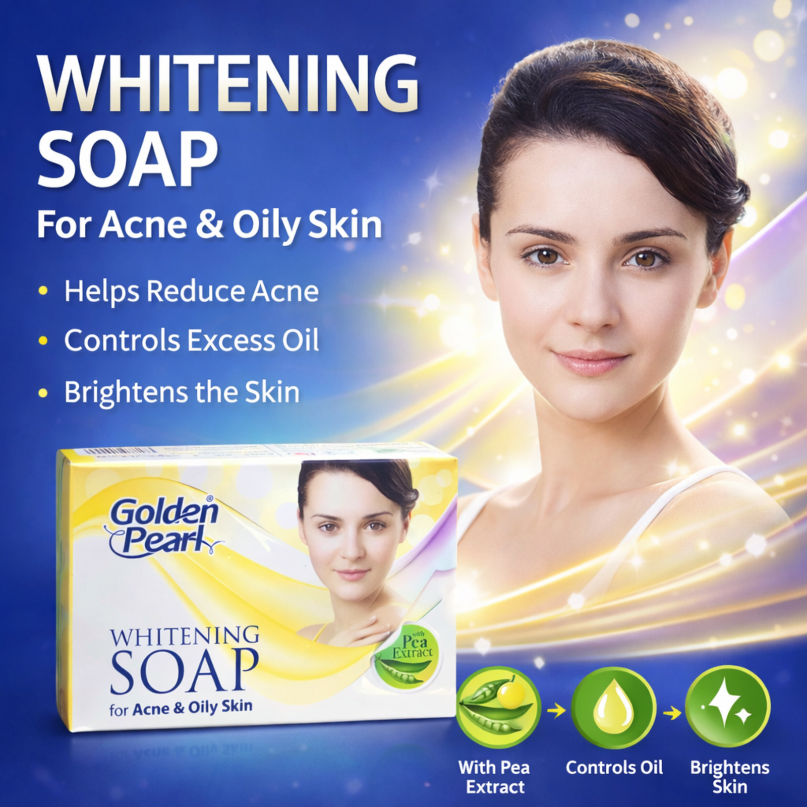 Golden Pearl Whitening Soap for Oily & Acne Skin – 100g