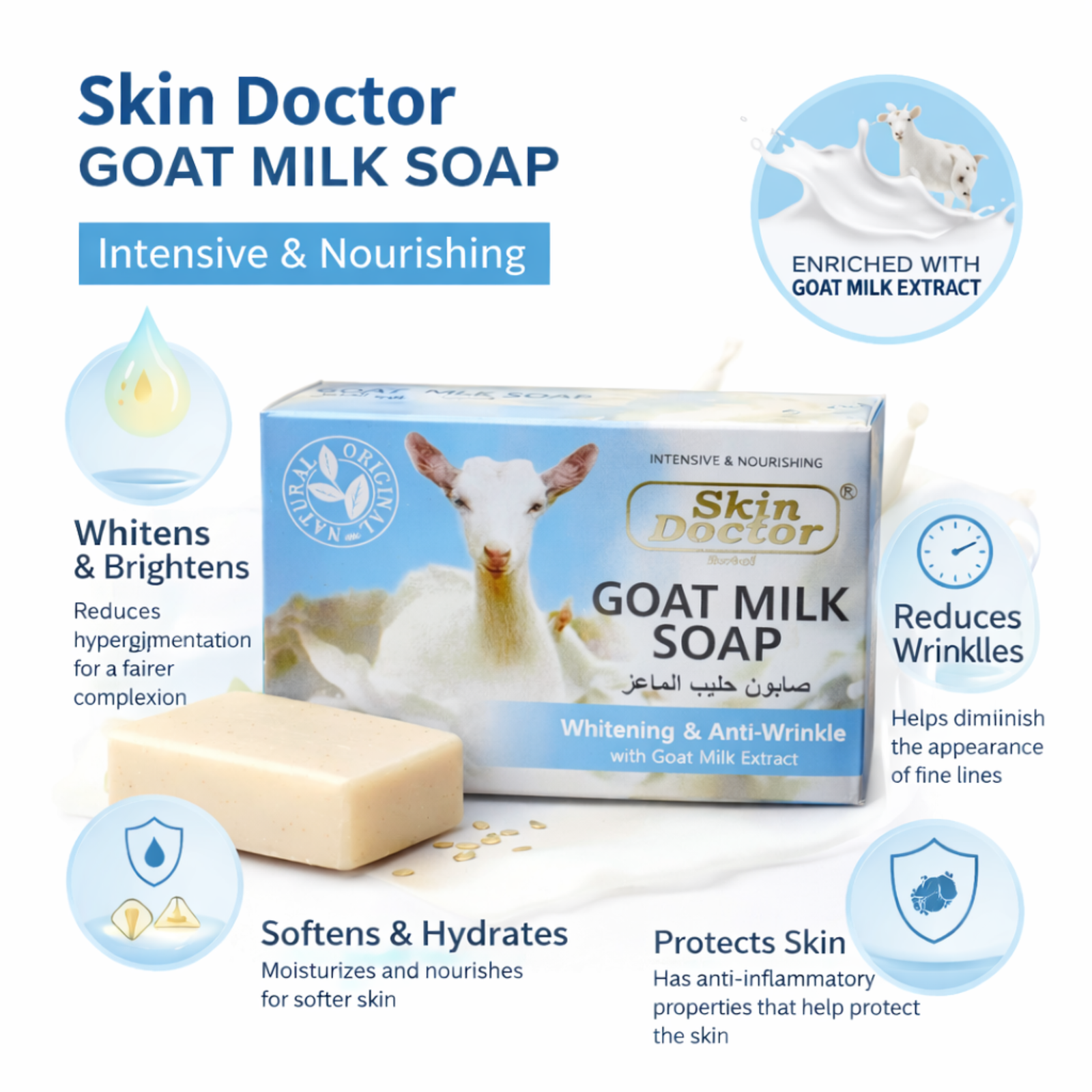 Skin Doctor Goat Milk Soap 100g | Goat Milk Extract Bathing Bar for Daily Skin Care