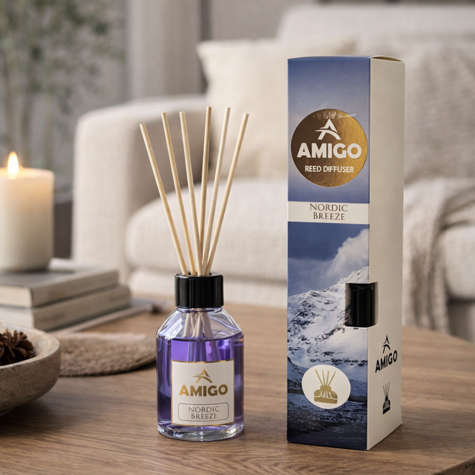 Amigo Nordic Breeze Reed Diffuser 110ml | Elegant Home & Room Fragrance