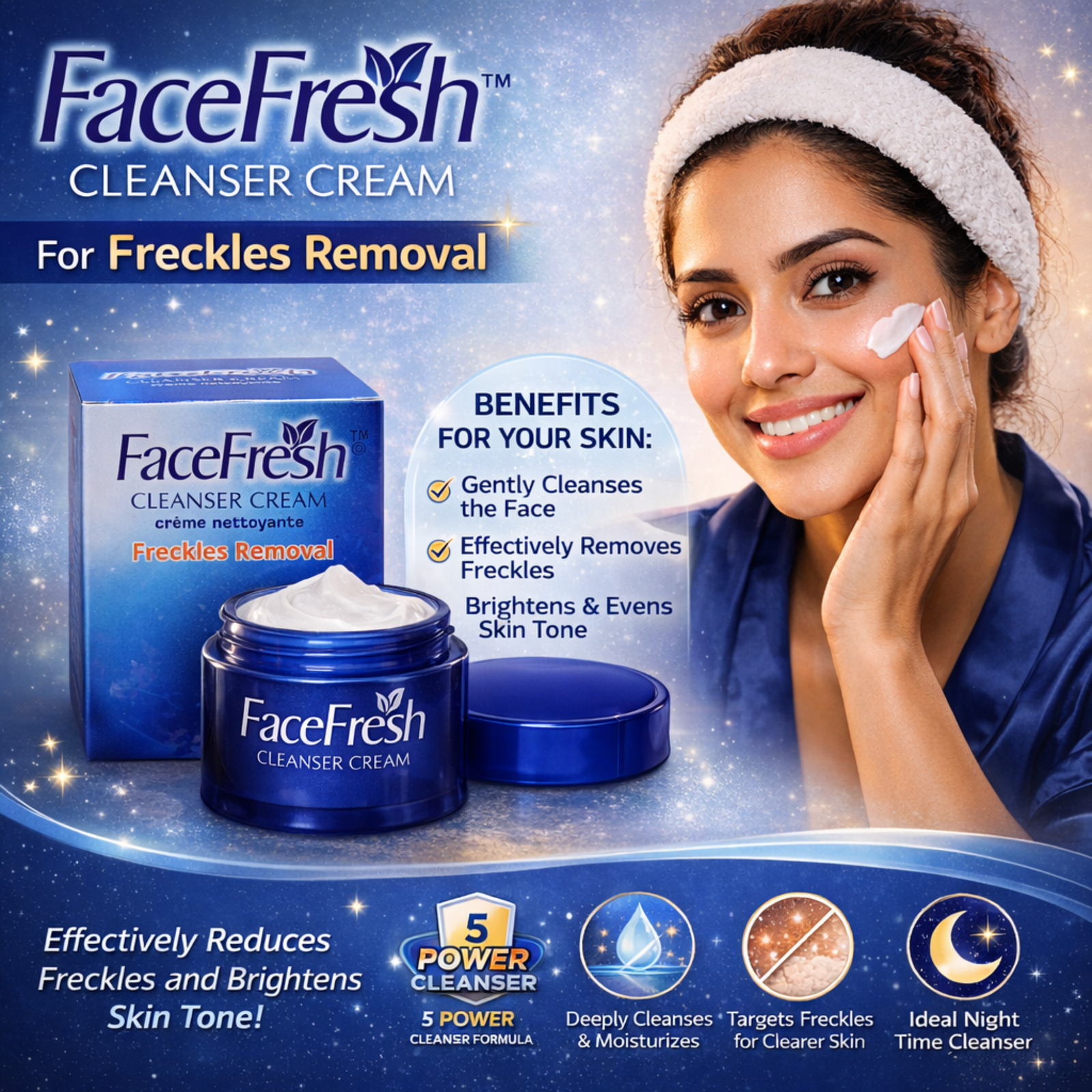FaceFresh Cleanser Cream for Freckles Care – Night Use Formula, 23g