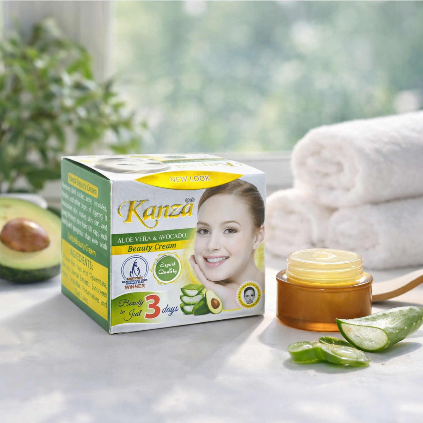 Kanza Aloe Vera & Avocado Beauty Cream New Look 50g | Daily Face Moisturizer