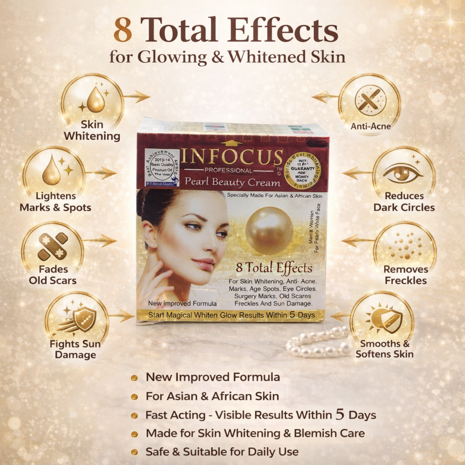 Infocus Professional Pearl Beauty Cream 18g | Daily Face Cream for Even-Looking Skin