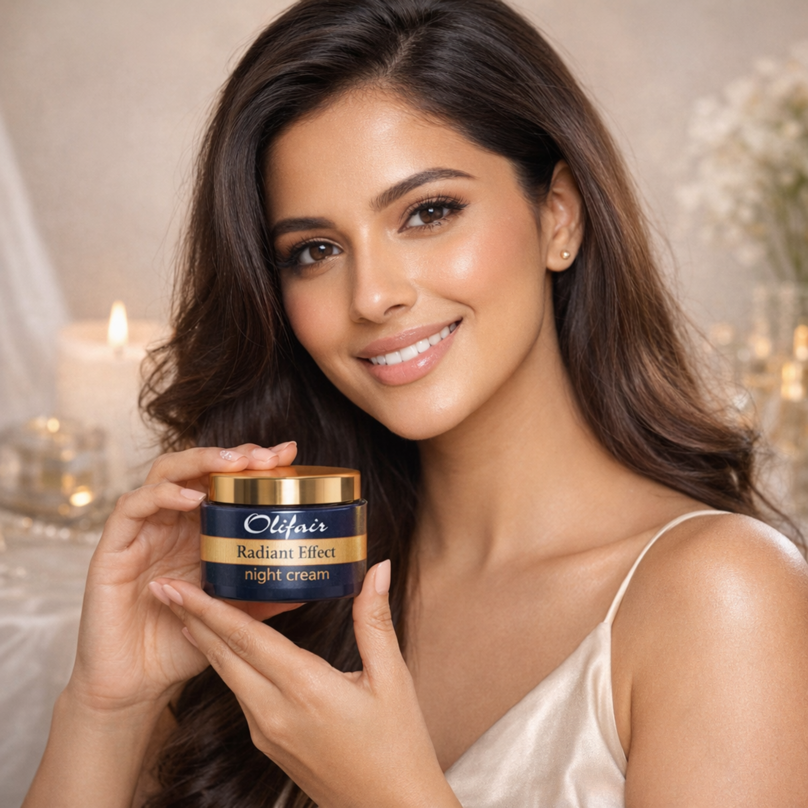 Olifair Radiant Effect Night Cream 50g | Pearls & Saffron Face Moisturizer