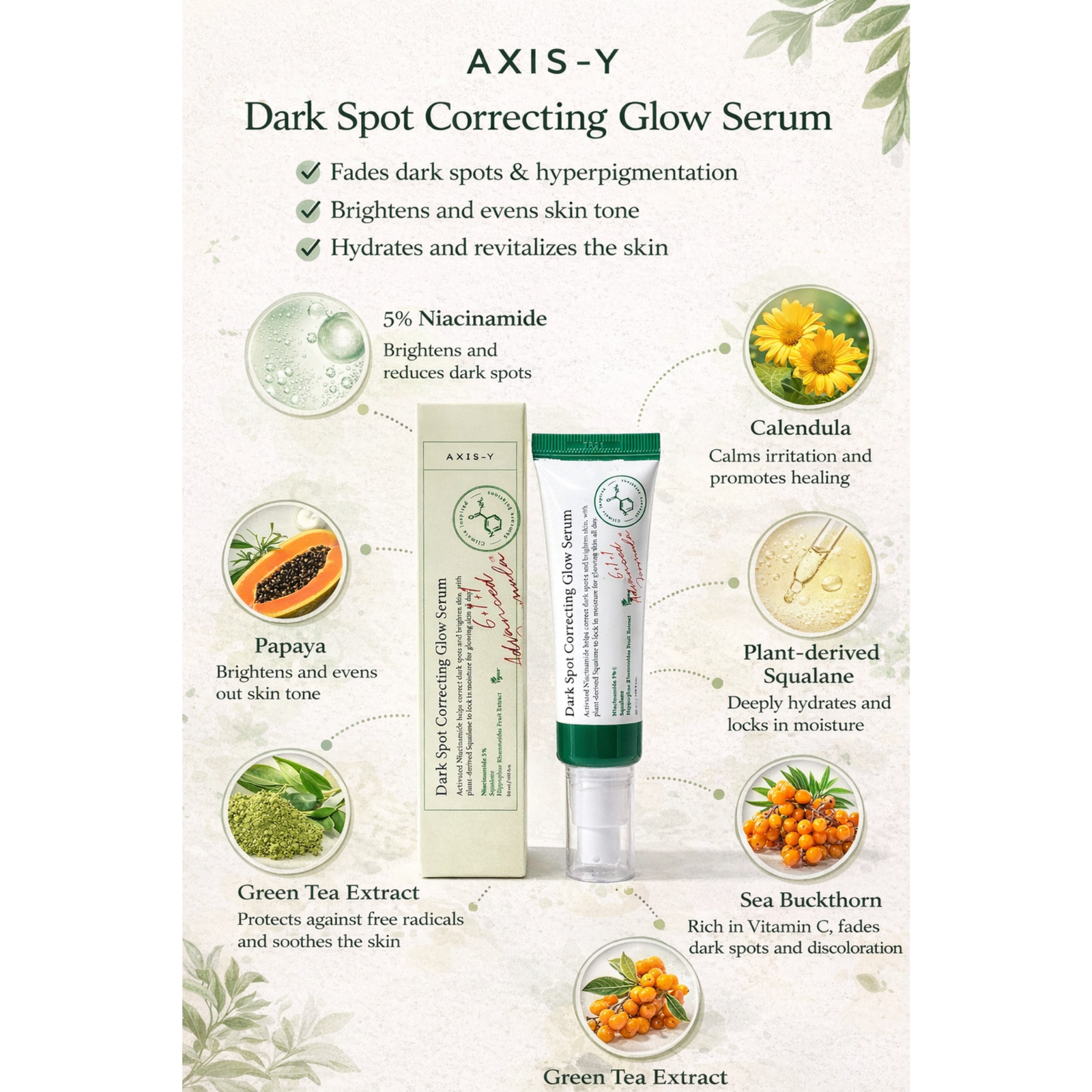 Dark Spot Correcting Glow Serum 50ml | Niacinamide Brightening Serum | Korean Skincare for Uneven Skin Tone