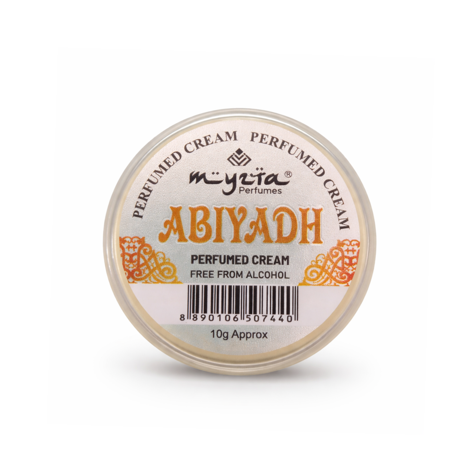 Myzia Abiyadh Solid Perfume Cream 10g | Alcohol-Free Wax Balm Perfume | Unisex Skin Perfume | Travel Friendly Pocket Cream Perfume
